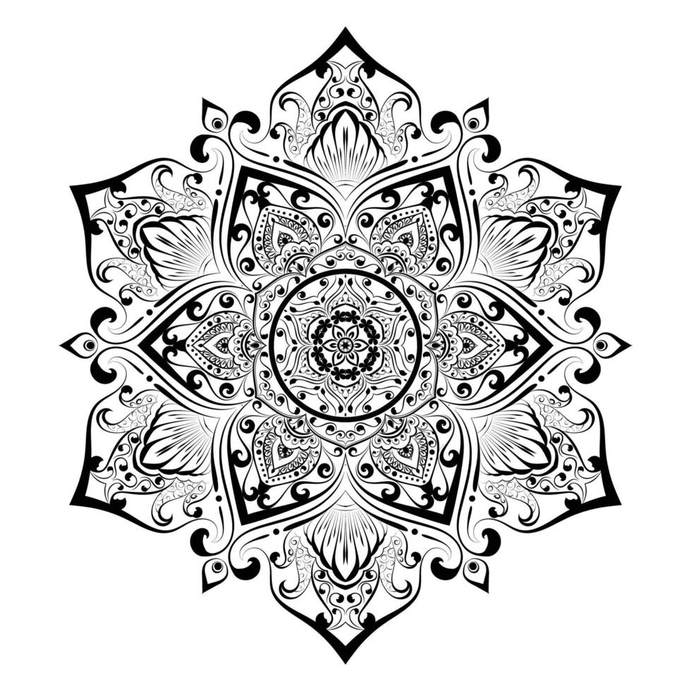 motivo circolare disegnato a mano a forma di mandala per mehndi, tatuaggio, decorazione, henné, pagina del libro da colorare. vol-17 vettore