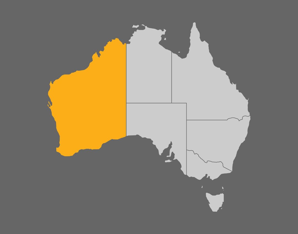 la mappa australiana con l'evidenziazione dell'Australia occidentale vettore