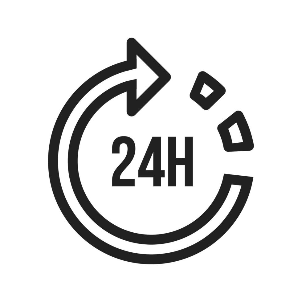 Icona della linea di servizio 24 ore su 24 vettore