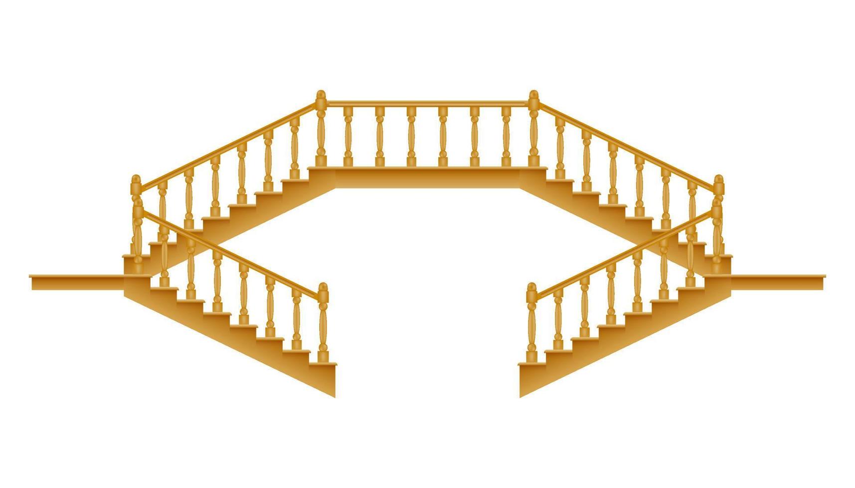 scale per la casa interna al secondo piano in legno illustrazione vettoriale isolato su sfondo bianco