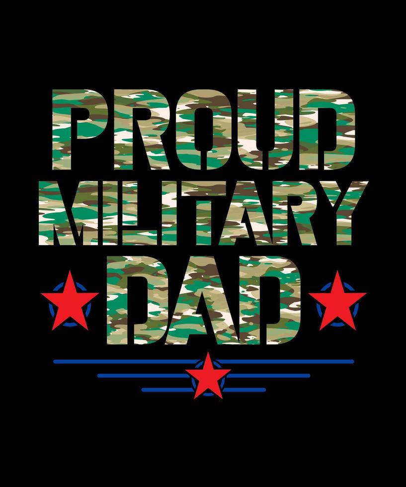 orgoglioso design della maglietta del papà militare vettore