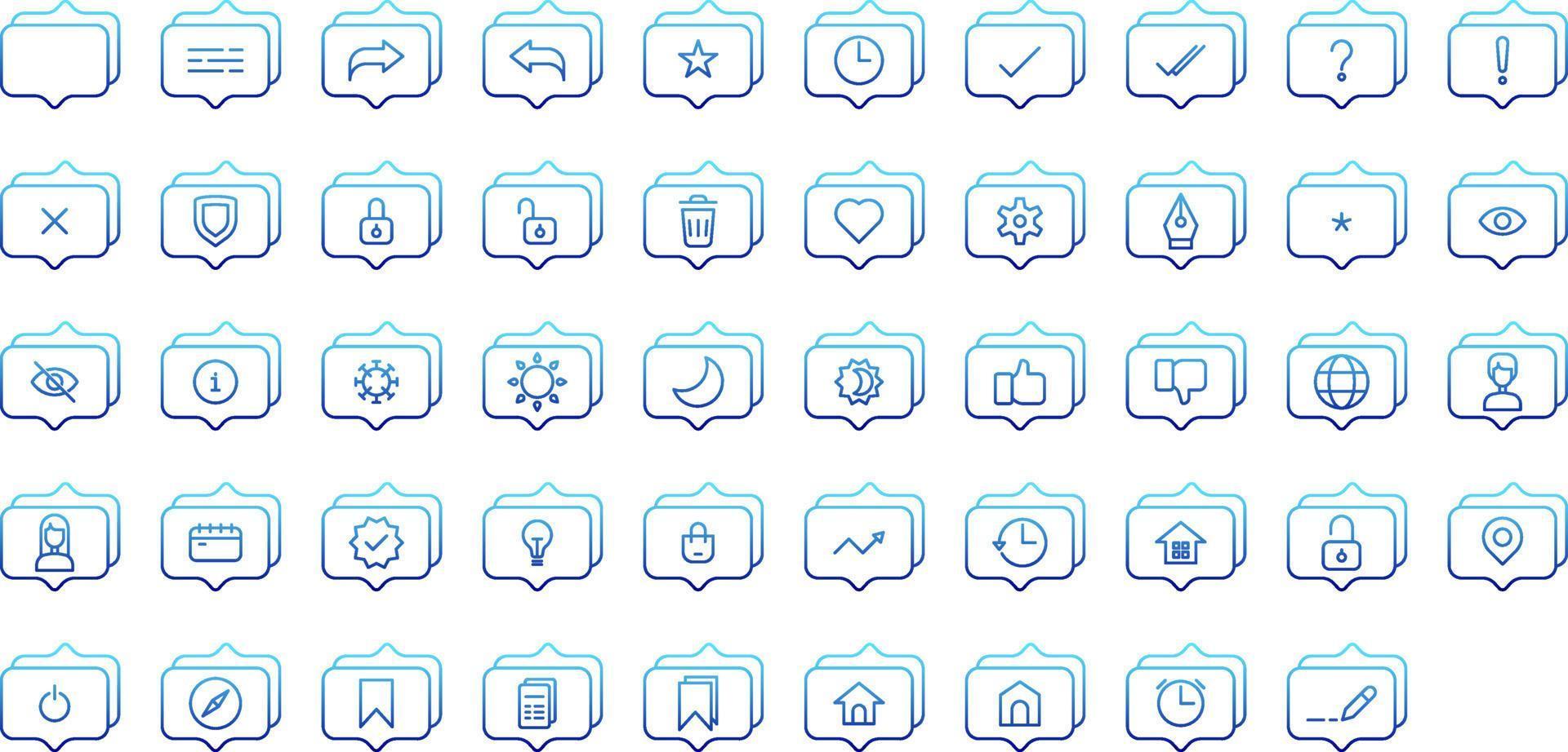set di icone di conversazione e strumenti su sfondo trasparente vettore