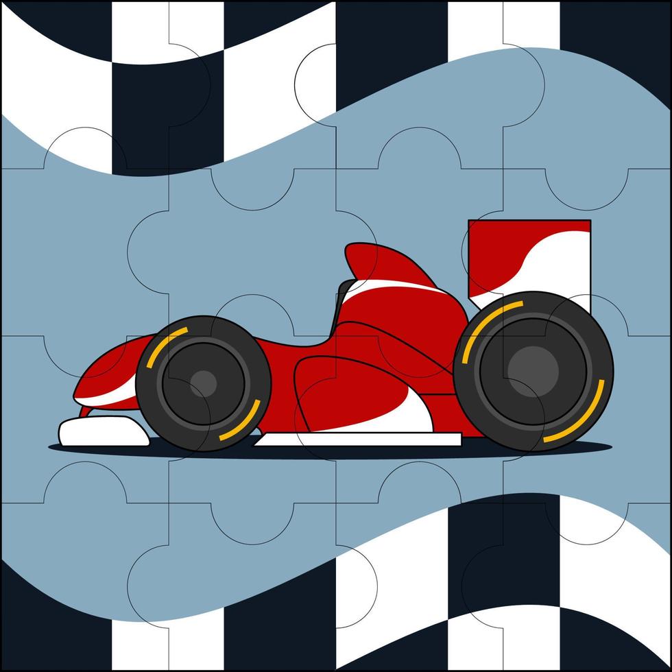 auto da corsa adatta per l'illustrazione vettoriale di puzzle per bambini