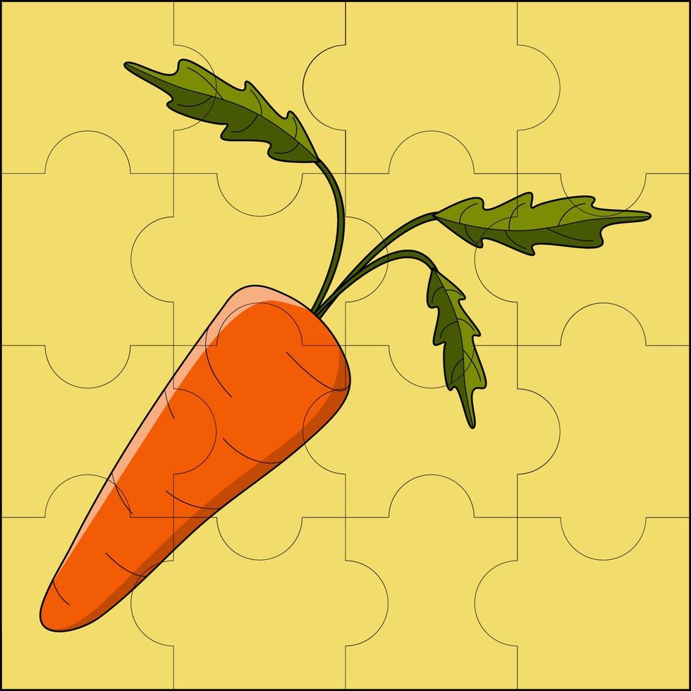 carota adatta per l'illustrazione vettoriale di puzzle per bambini