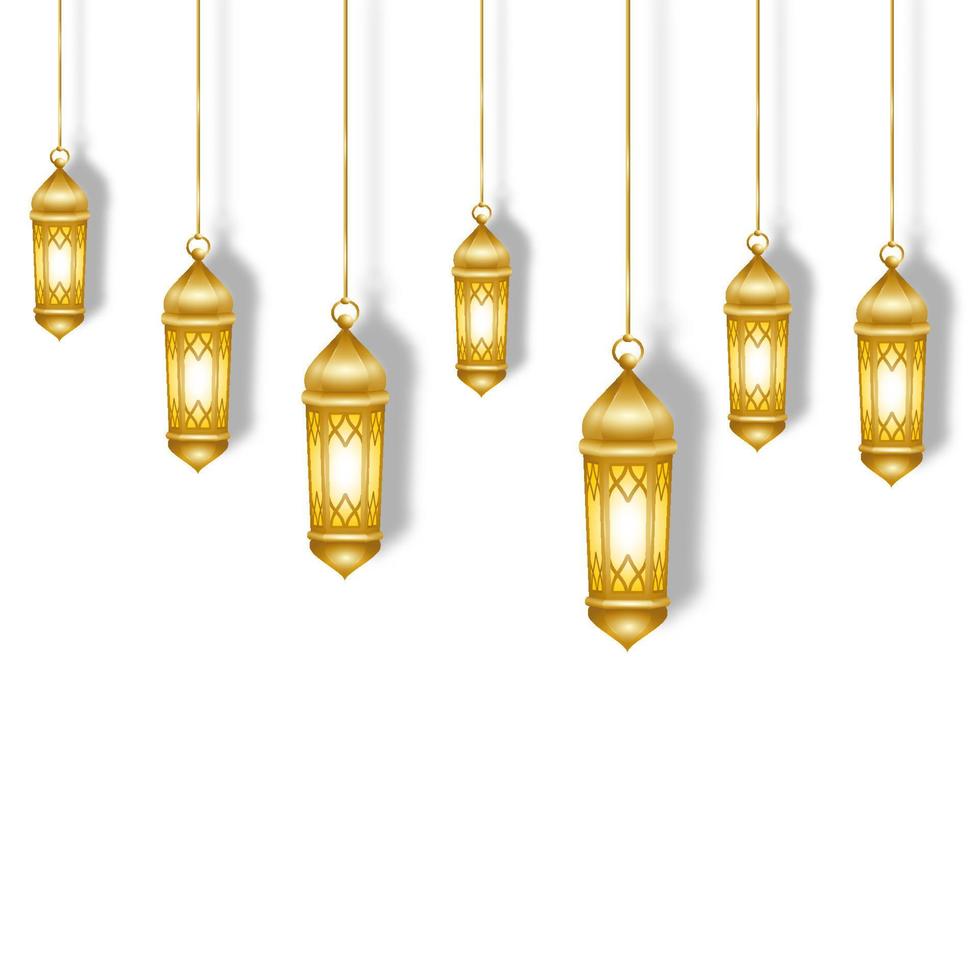 le lanterne d'oro realistiche sono isolate. ramadan kareem salam islami vettore