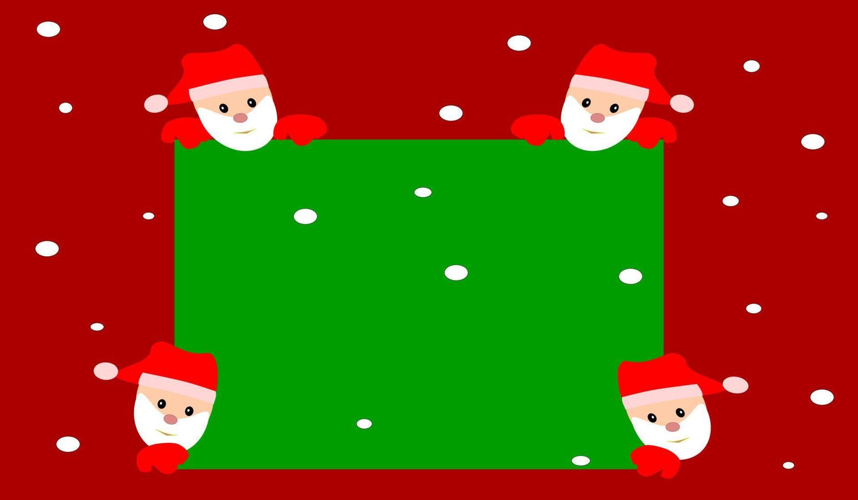 disegno vettoriale di sfondo rettangolo verde e rosso con la faccia di Babbo Natale carino. da utilizzare come bacheca o banner o sfondo o sfondo o copertina o saluto o intestazione o spazio o modello o copertina.
