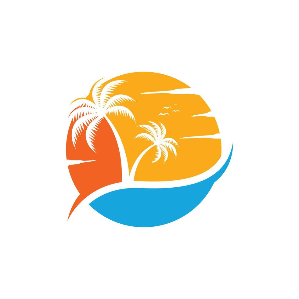 vettore del modello di progettazione dell'icona del logo della spiaggia di palma