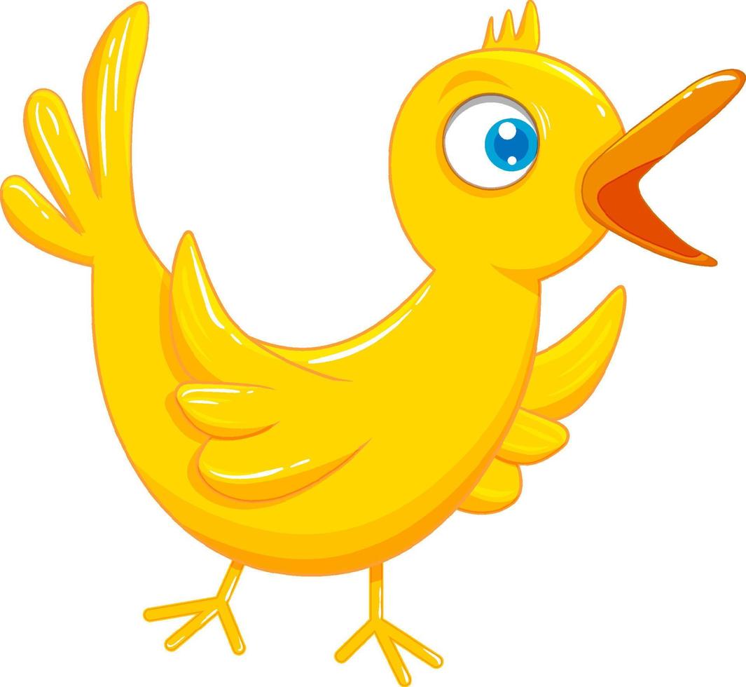 simpatico uccello giallo in stile cartone animato vettore