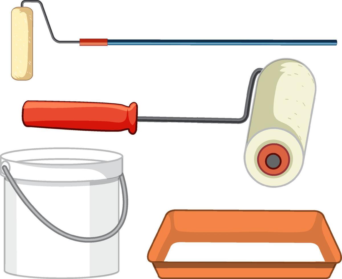 strumenti di pittura impostati su sfondo bianco vettore