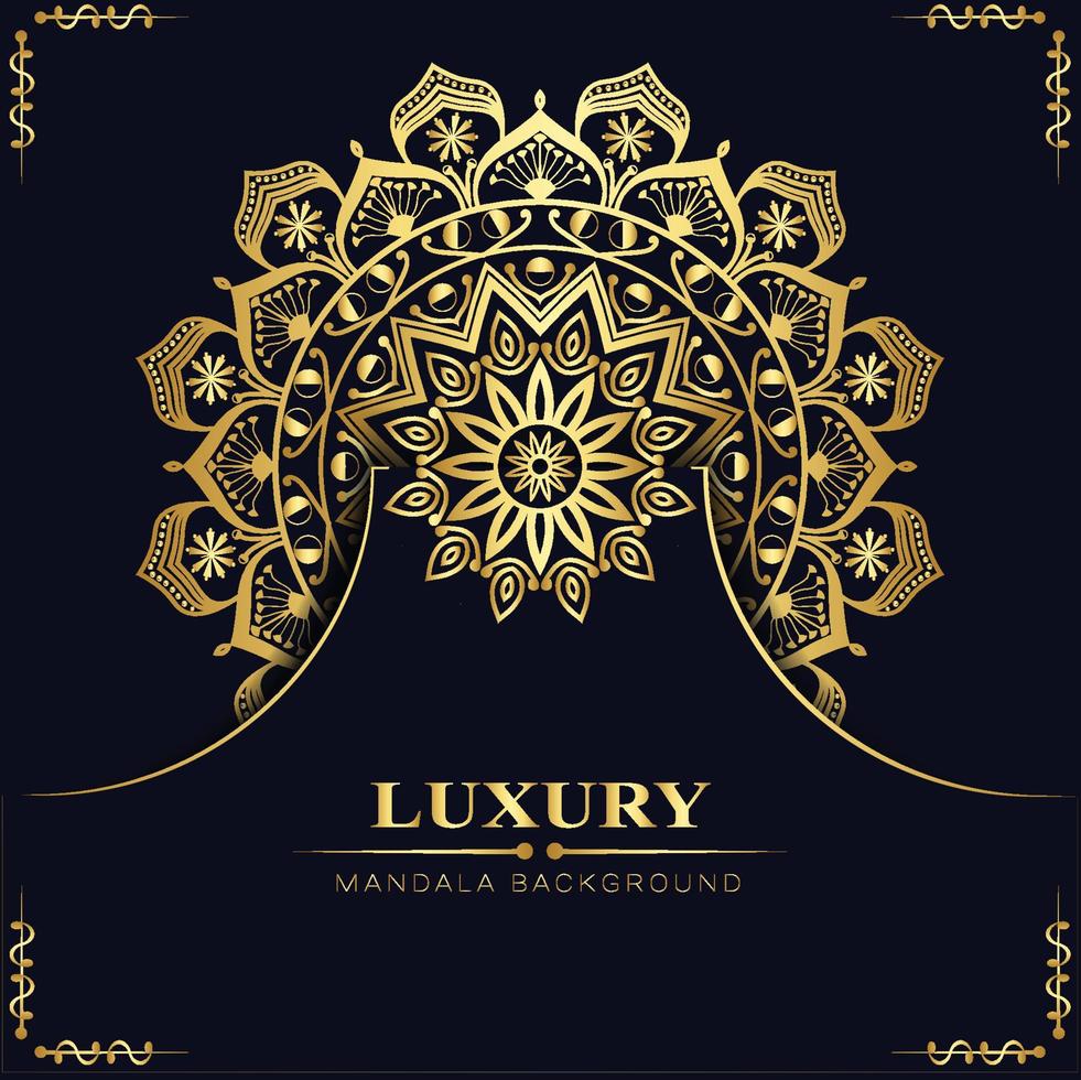 sfondo mandala di lusso con mandala decorativo motivo dorato per stampa, poster, copertina, brochure, volantino, banner vettore