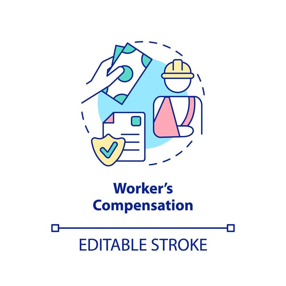 icona del concetto di compensazione del lavoratore. l'assicurazione sociale federale include l'illustrazione della linea sottile dell'idea astratta. disegno di contorno isolato. tratto modificabile. vettore