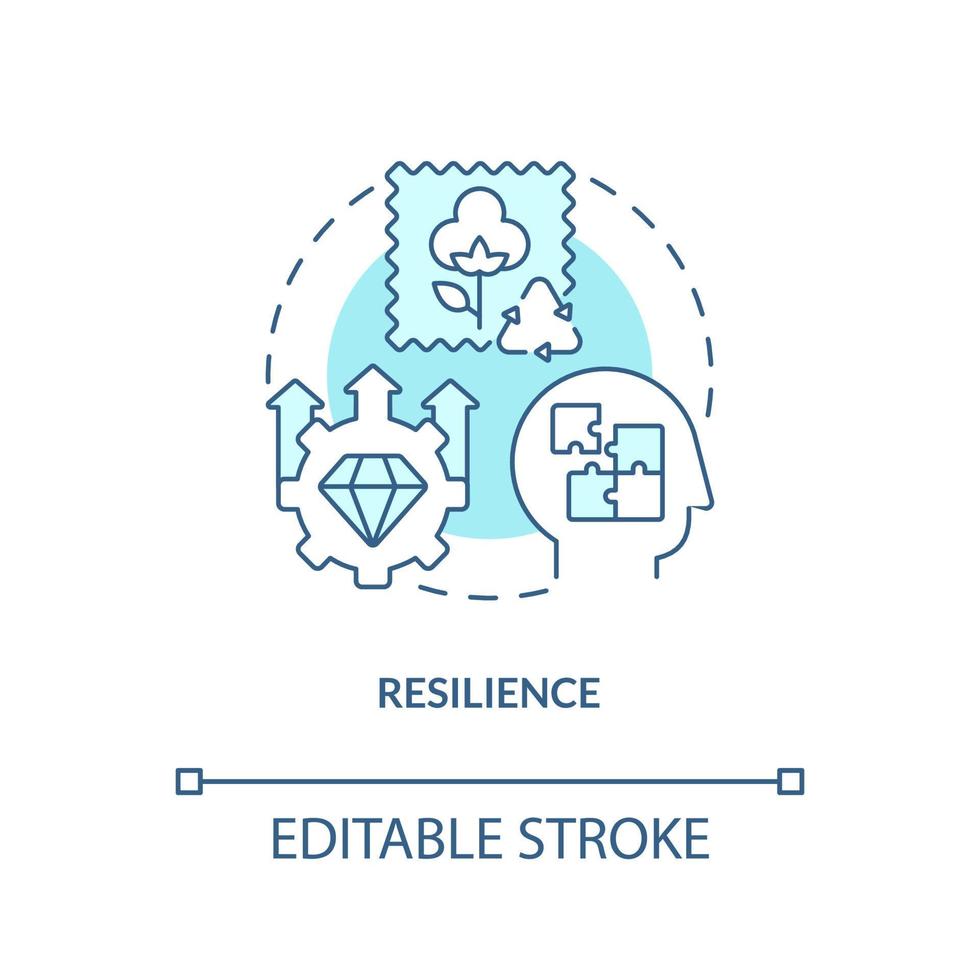 icona del concetto turchese resilienza. illustrazione della linea sottile dell'idea astratta del principio dell'economia circolare. robustezza ecologica. disegno di contorno isolato. tratto modificabile. vettore