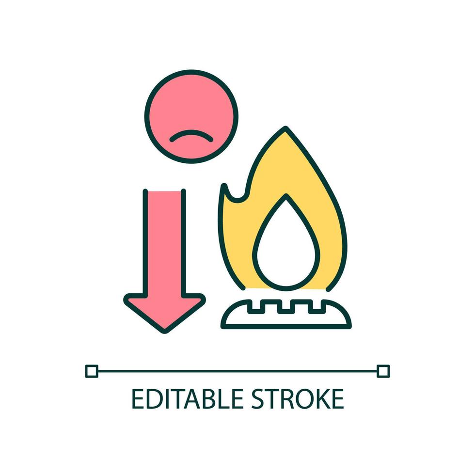 il sistema del gas svantaggia l'icona del colore rgb. utensile da cucina. bruciatore per il calore e la cottura. gas infiammabile. illustrazione vettoriale isolata. semplice disegno a tratteggio pieno. tratto modificabile.