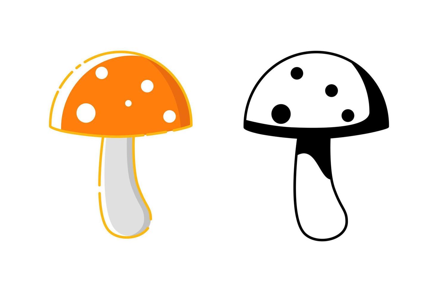 illustrazione di funghi. buono per l'icona, il logo e il simbolo del cibo. arancione e nero vettore
