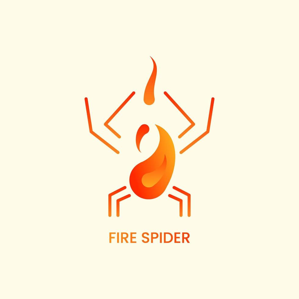 concetto di logo ragno di fuoco. gradiente e logotipo animale. arancione e rosso. logo, icona, simbolo e segno vettore