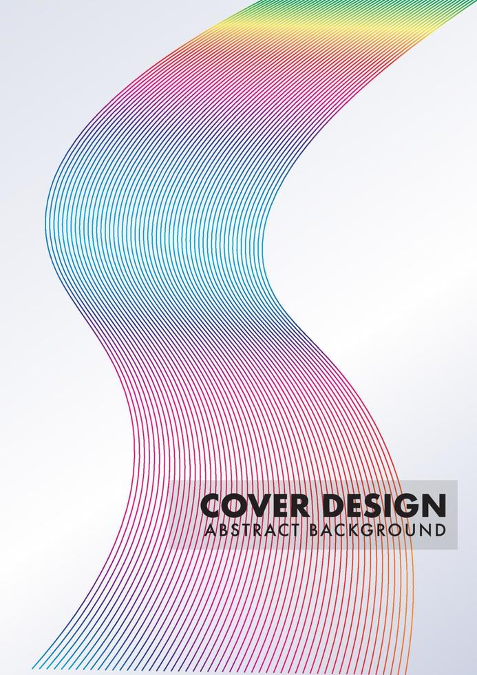 linea d'onda arcobaleno astratta, modello di progettazione della copertina, vettore di progettazione di linee curve colorate