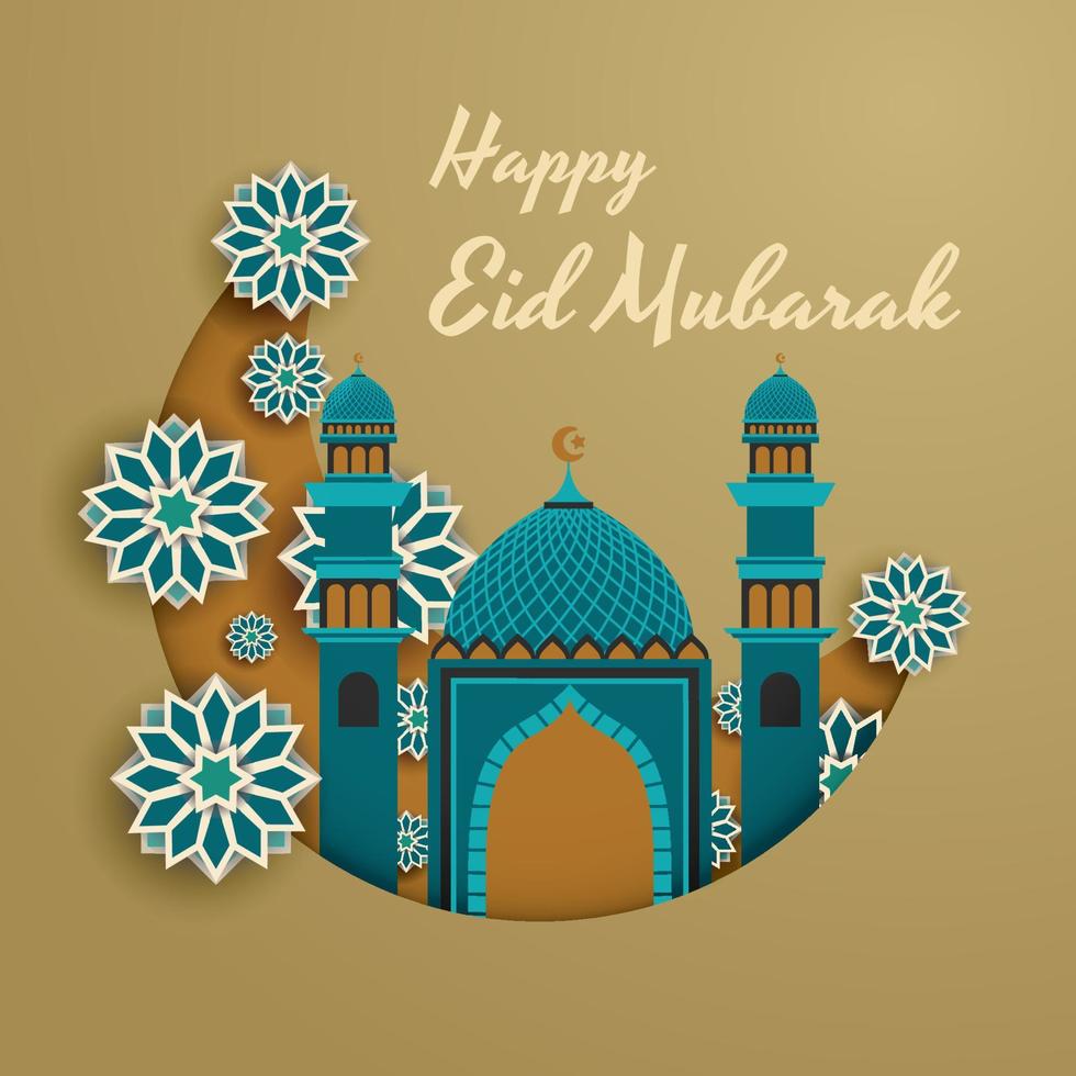 felice eid mubarak celebrazione post di vettore