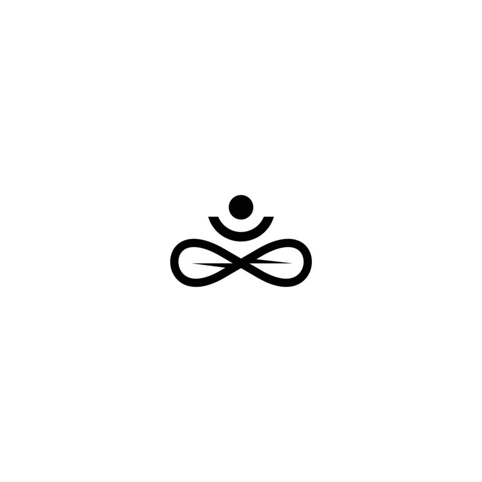 logo lineare umano astratto di yoga. filo persona fiore equilibrio logotipo. spa creativa, marchio vettoriale guru.