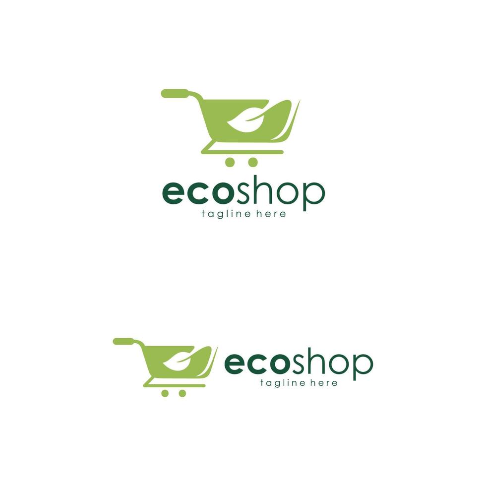 carrello della spesa verde ispirazione per il design del logo del negozio eco vettore