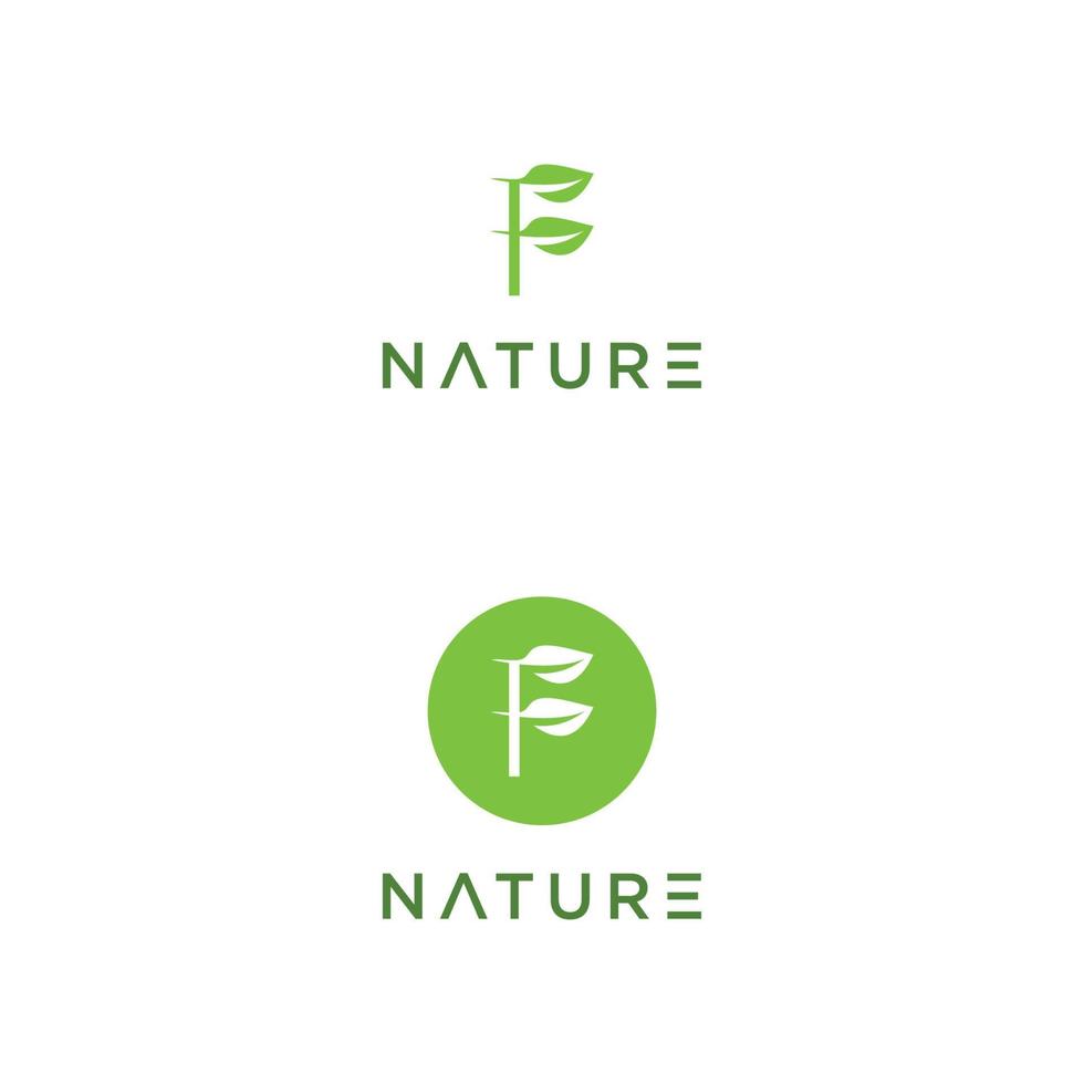 concetto di design del logo dell'icona della foglia della lettera f vettore