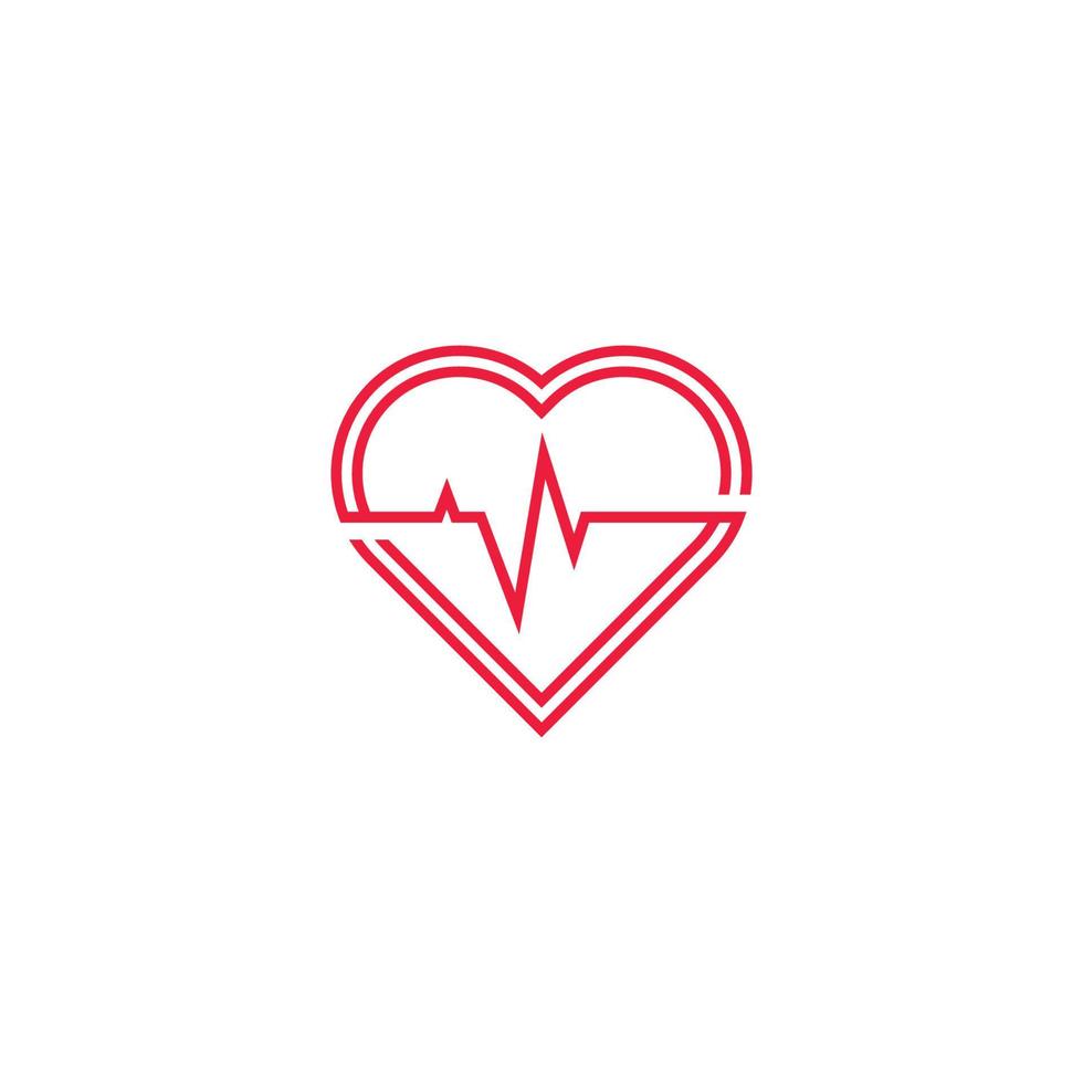 simbolo del vettore del cuore. logotipo del nastro di san valentino. disegno dell'icona del logo della salute medica della linea astratta.