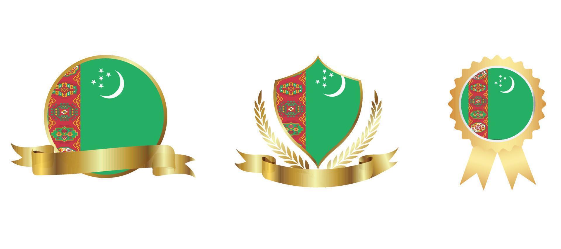 icona della bandiera del turkmeno. set di icone web. collezione di icone piatte. semplice illustrazione vettoriale. vettore