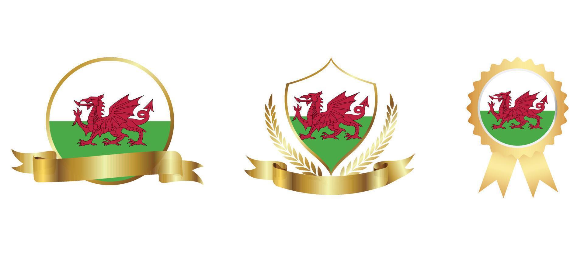 icona della bandiera del Galles. set di icone web. collezione di icone piatte. semplice illustrazione vettoriale. vettore