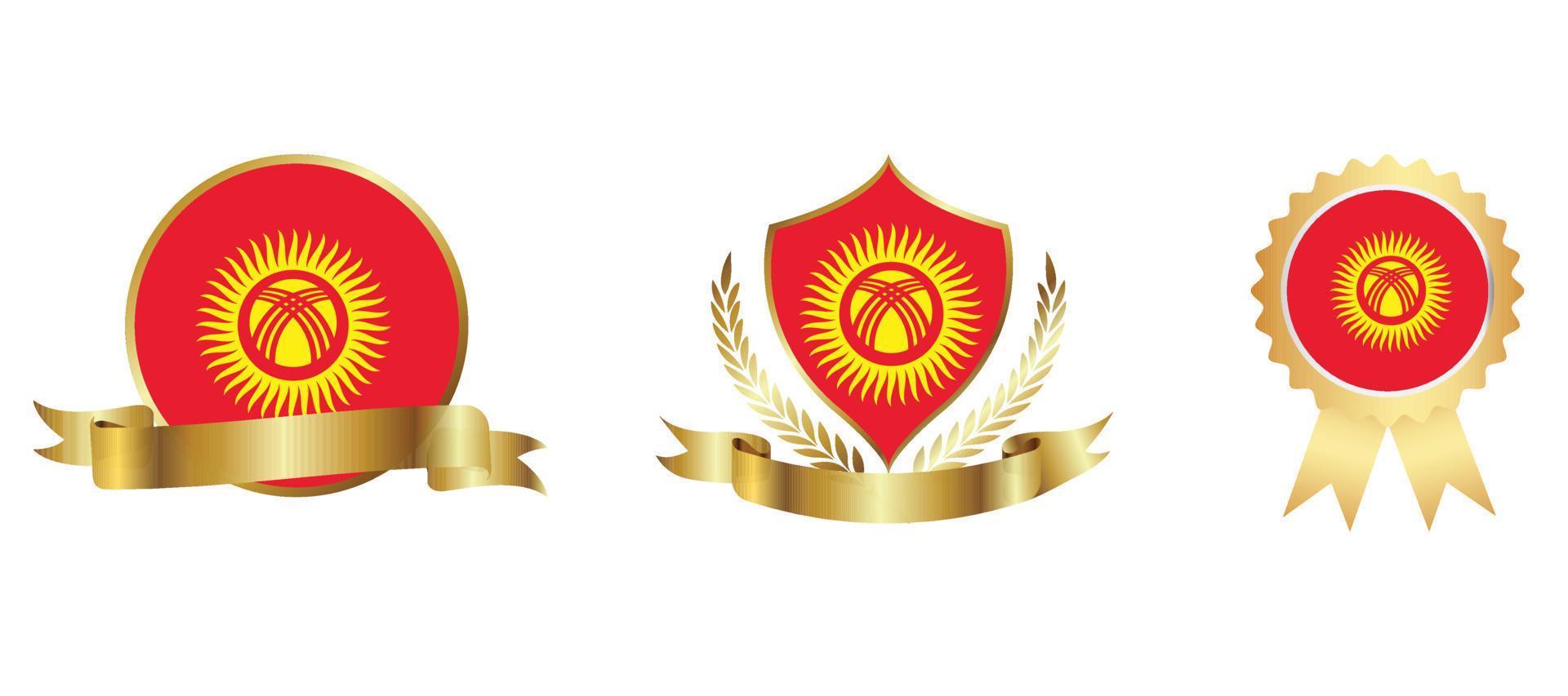 icona della bandiera del Kirghizistan. set di icone web. collezione di icone piatte. semplice illustrazione vettoriale. vettore