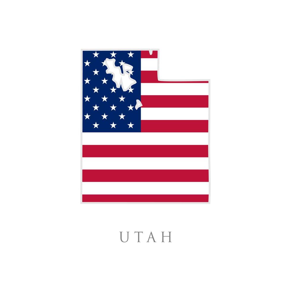 forma della mappa dello stato dello utah con bandiera americana. illustrazione vettoriale. può essere utilizzato per l'illustrazione del giorno dell'indipendenza, del nazionalismo e del patriottismo degli Stati Uniti d'America. design della bandiera degli Stati Uniti vettore