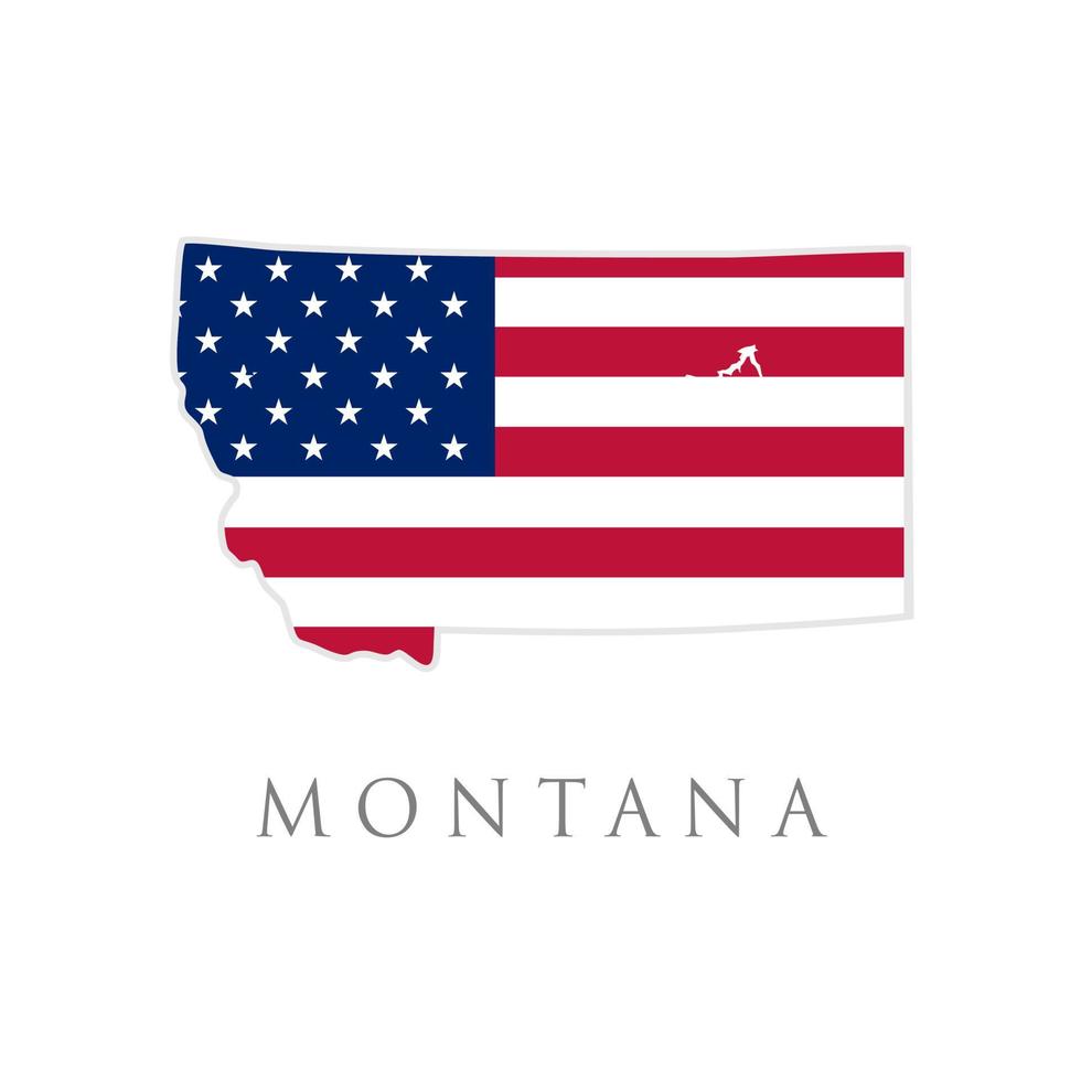 forma della mappa dello stato del montana con la bandiera americana. illustrazione vettoriale. può essere utilizzato per l'illustrazione del giorno dell'indipendenza, del nazionalismo e del patriottismo degli Stati Uniti d'America. design della bandiera degli Stati Uniti vettore