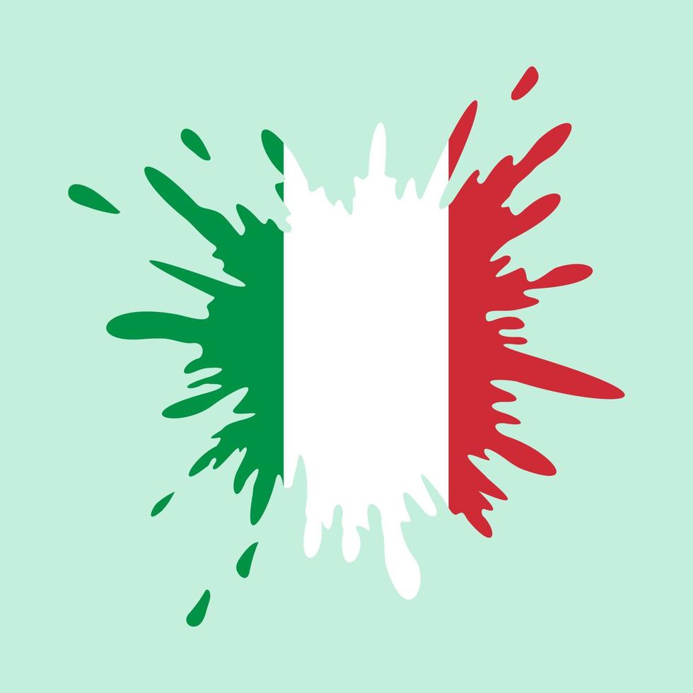 spruzzare con la bandiera dell'italia. bandiera italiana splash vettoriale. può essere utilizzato nel design della copertina, nello sfondo del sito Web o nella pubblicità. bandiera italia vettore