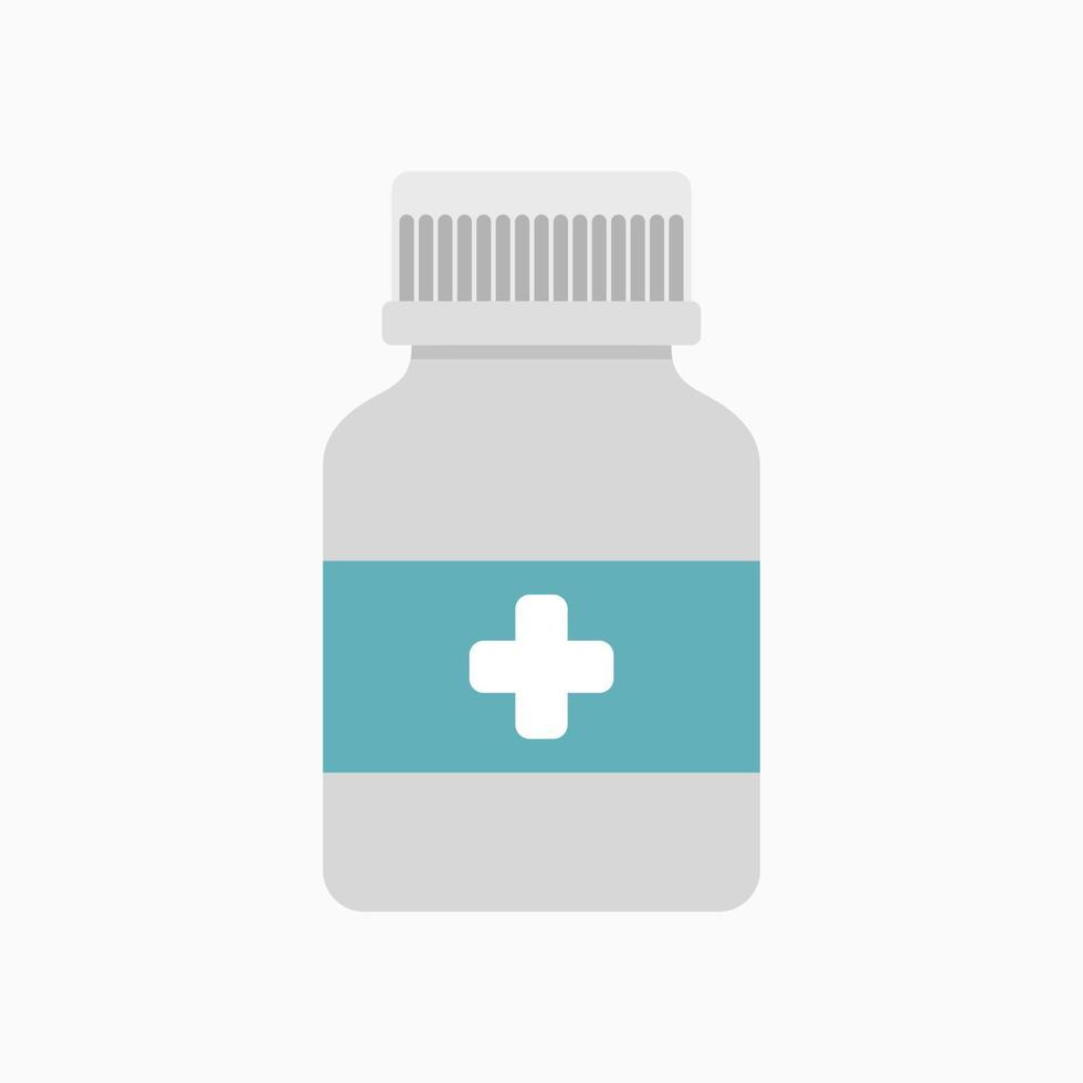 bottiglia di medicina vettoriale. illustrazione piatta della bottiglia di medicina isolata su sfondo bianco. simbolo del segno farmaceutico. icona della droga della medicina vettore
