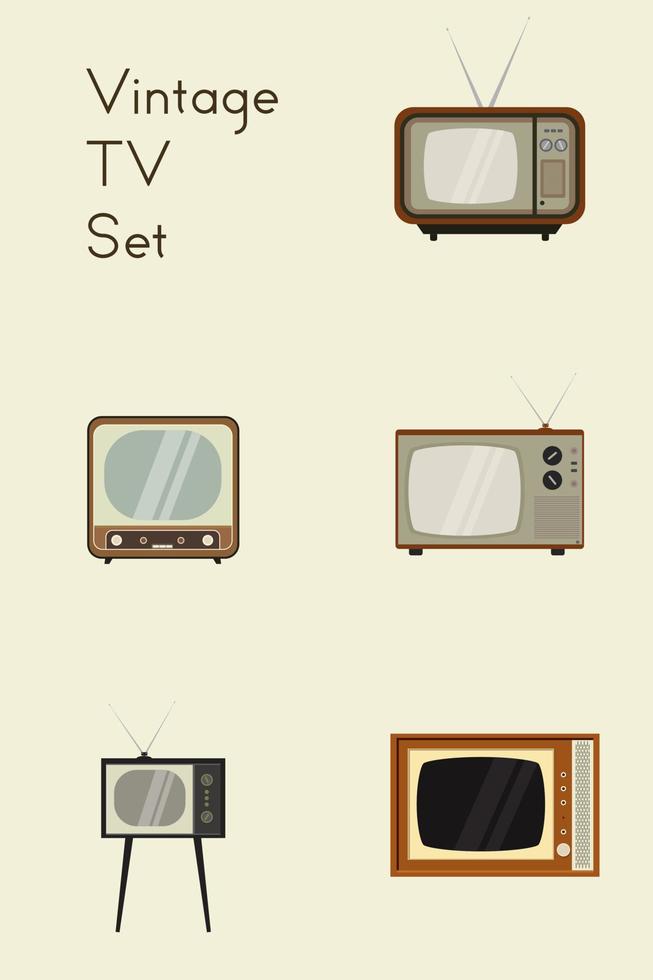 televisore vintage e retrò. televisione a colori arancione piatta con simbolo dell'icona dell'antenna isolato su sfondo bianco. illustrazione di riserva di vettore. televisione classica vettore