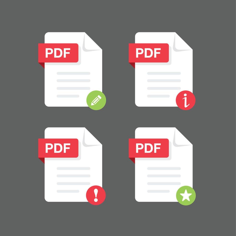 design piatto con file pdf set di icone del documento, set di simboli, elemento di design vettoriale