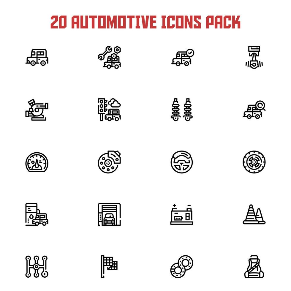20 icone a tema automobilistico e da corsa.. vettore