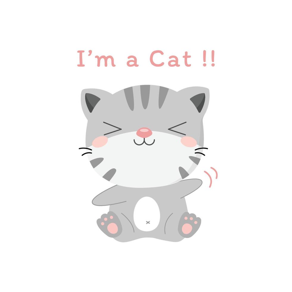 simpatico personaggio dei cartoni animati di gatto. animale kawaii. vettore