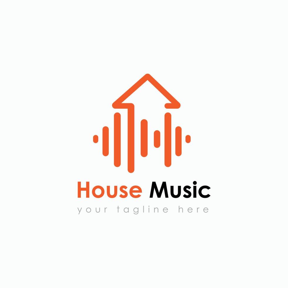 modello di logo di musica house vettore