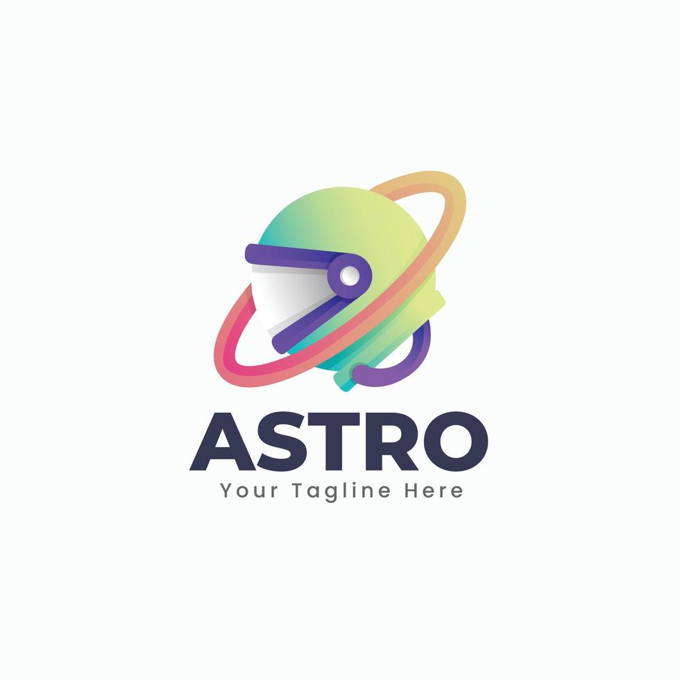 modello di logo pianeta testa astronauta vettore