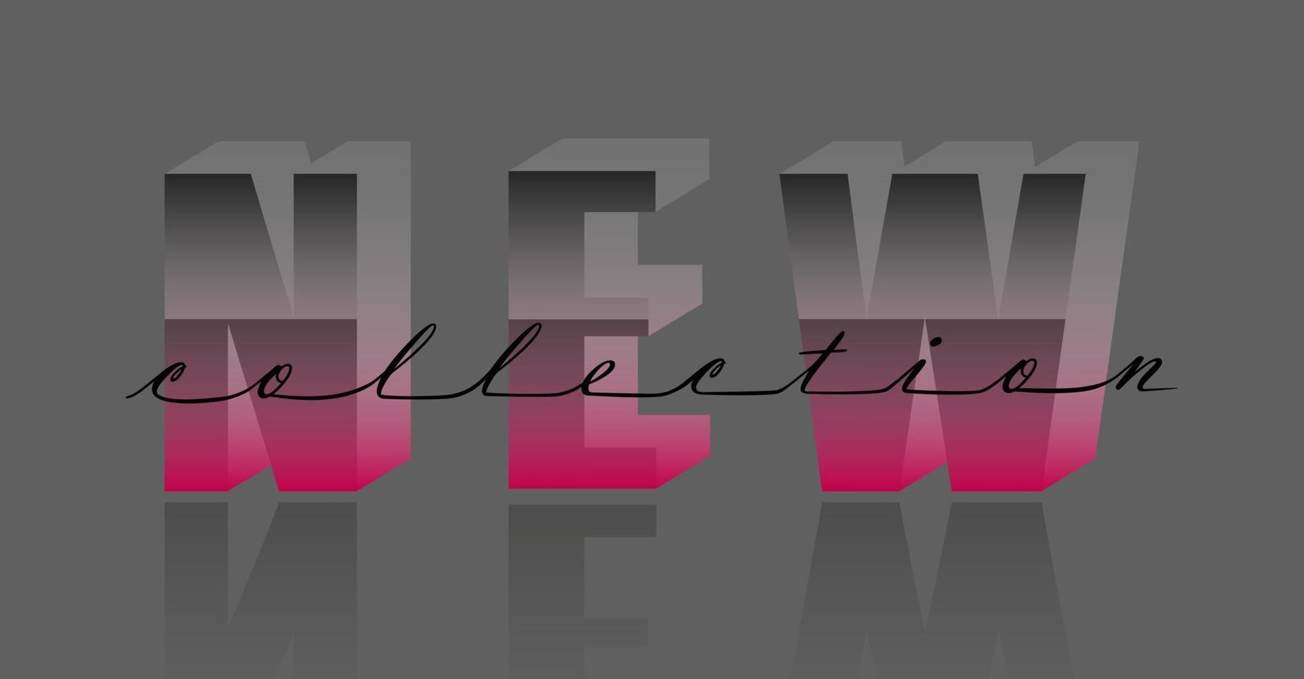 nuova collezione di lettere vettoriali in linea continua. calligrafia scritta a mano con slogan moderno. carattere 3d grigio e rosa. design di moda glamour per social media, banner, etichette, carte, modello di stampa poster.