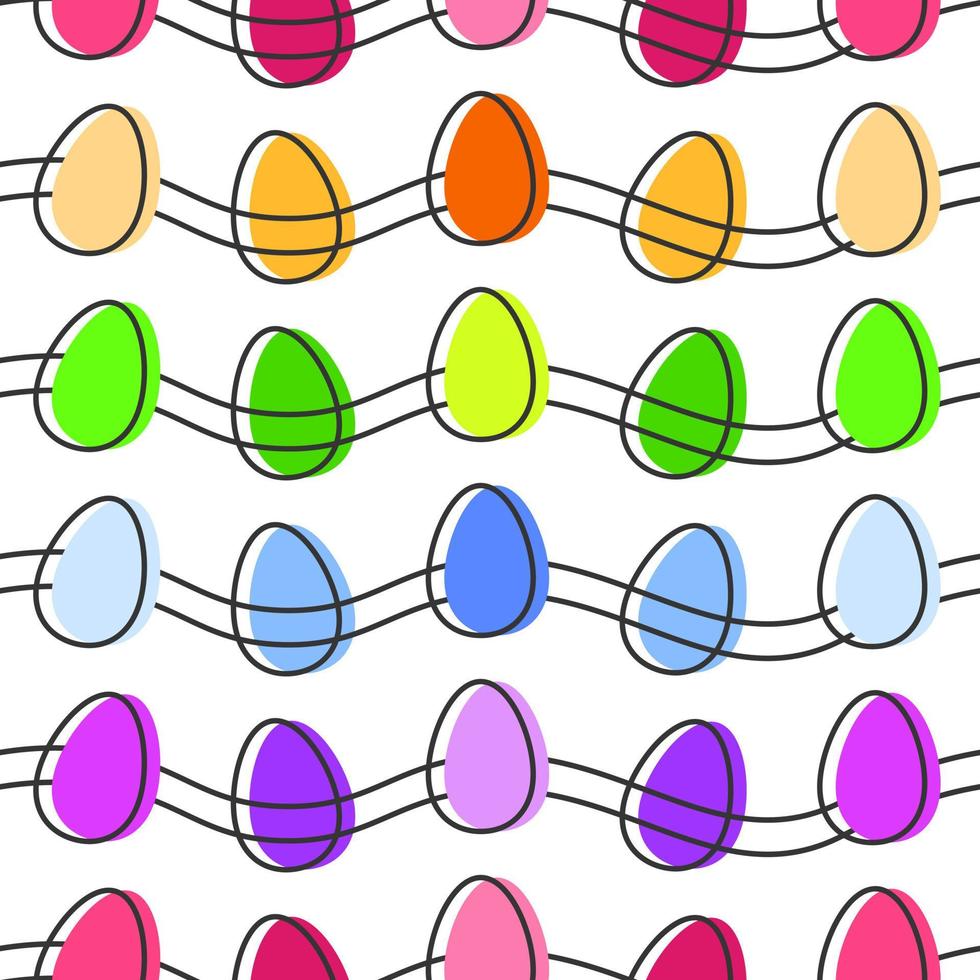 modello senza cuciture delle uova di Pasqua colorate arcobaleno. semplice contorno disegnato a mano vettore carta da parati, tessuto stampa o sfondo biglietto di auguri.