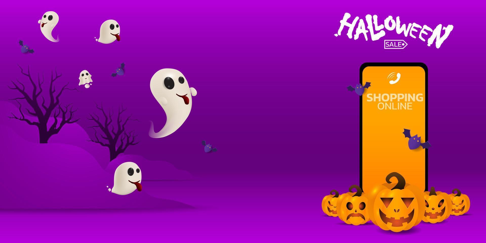 sfondo di halloween per una festa e vendita su halloween night.happy halloween banner. vettore