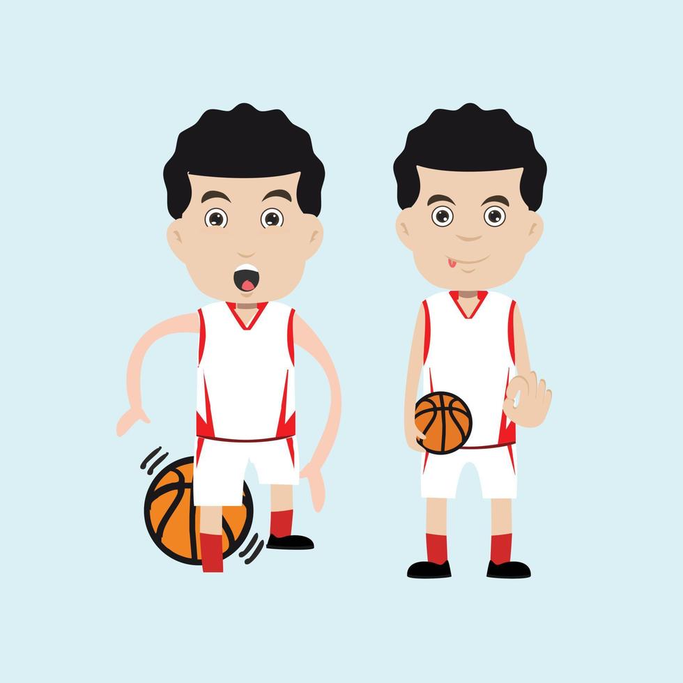 character design set giocatore di basket sportman stile design piatto minimo illustrazione vettoriale