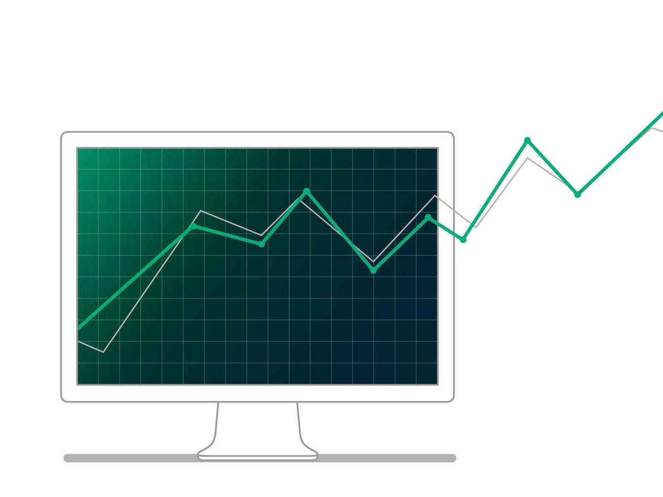 monitor di computer o tv con grafico aziendale finanziario in crescita sull'icona dello schermo vettore