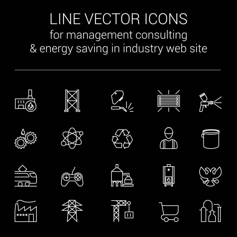 icone vettoriali di linea per la consulenza gestionale e il risparmio energetico nel sito web del settore