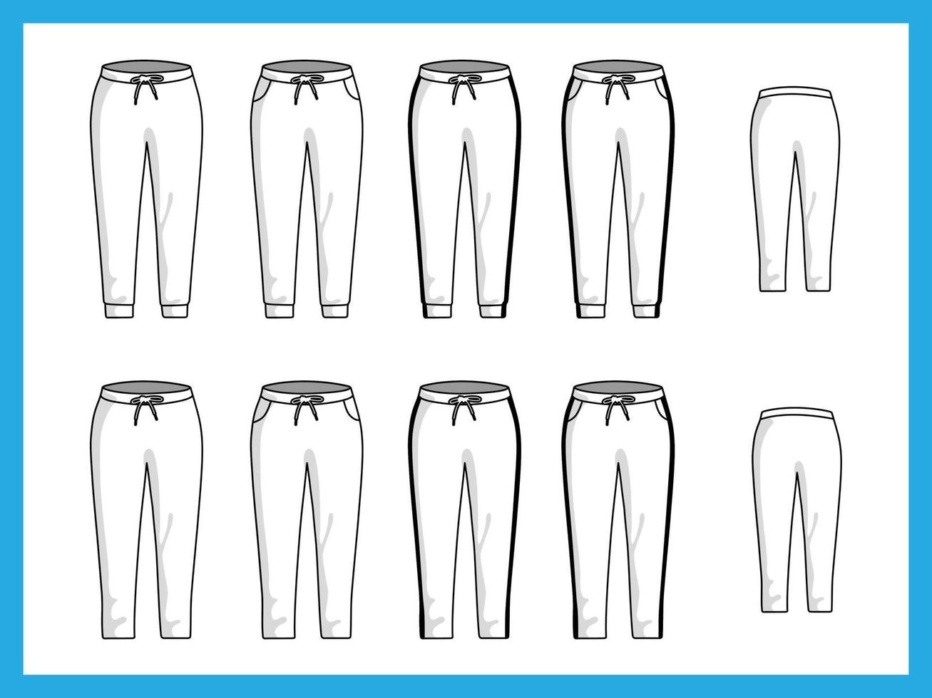 illustrazione vettoriale vari modelli pantaloni da jogging femminili pantaloni della tuta