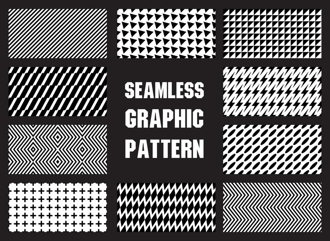 insieme di vettore del modello grafico senza cuciture di stile urbano in bianco e nero freddo