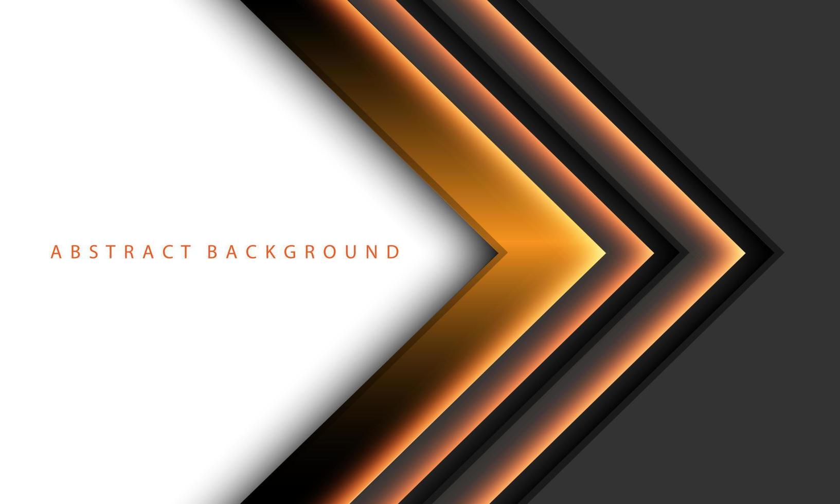 direzione dell'ombra della luce della freccia arancione astratta sul grigio scuro metallizzato con il design dello spazio vuoto bianco moderno vettore di sfondo della tecnologia futuristica