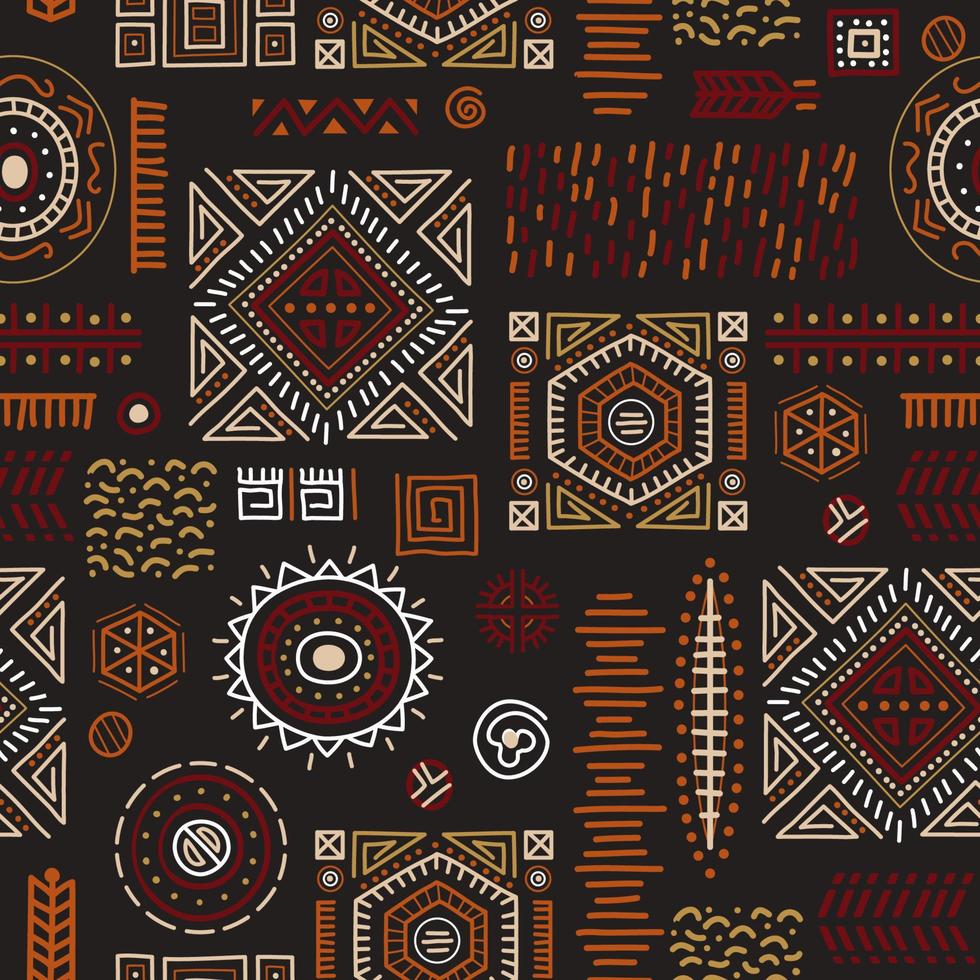 arte africana decorazione modello tribale forme geometriche sfondo senza soluzione di continuità. vettore