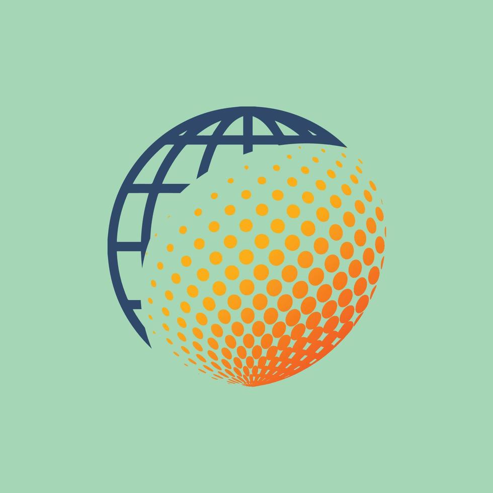 design del logo 3d con punti separati con vettore di icone del mondo