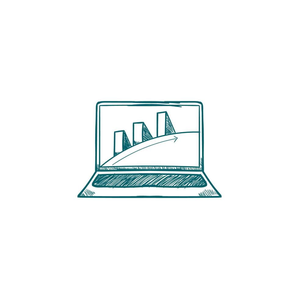 illustrazione disegnata a mano del grafico del computer portatile di finanza aziendale vettore